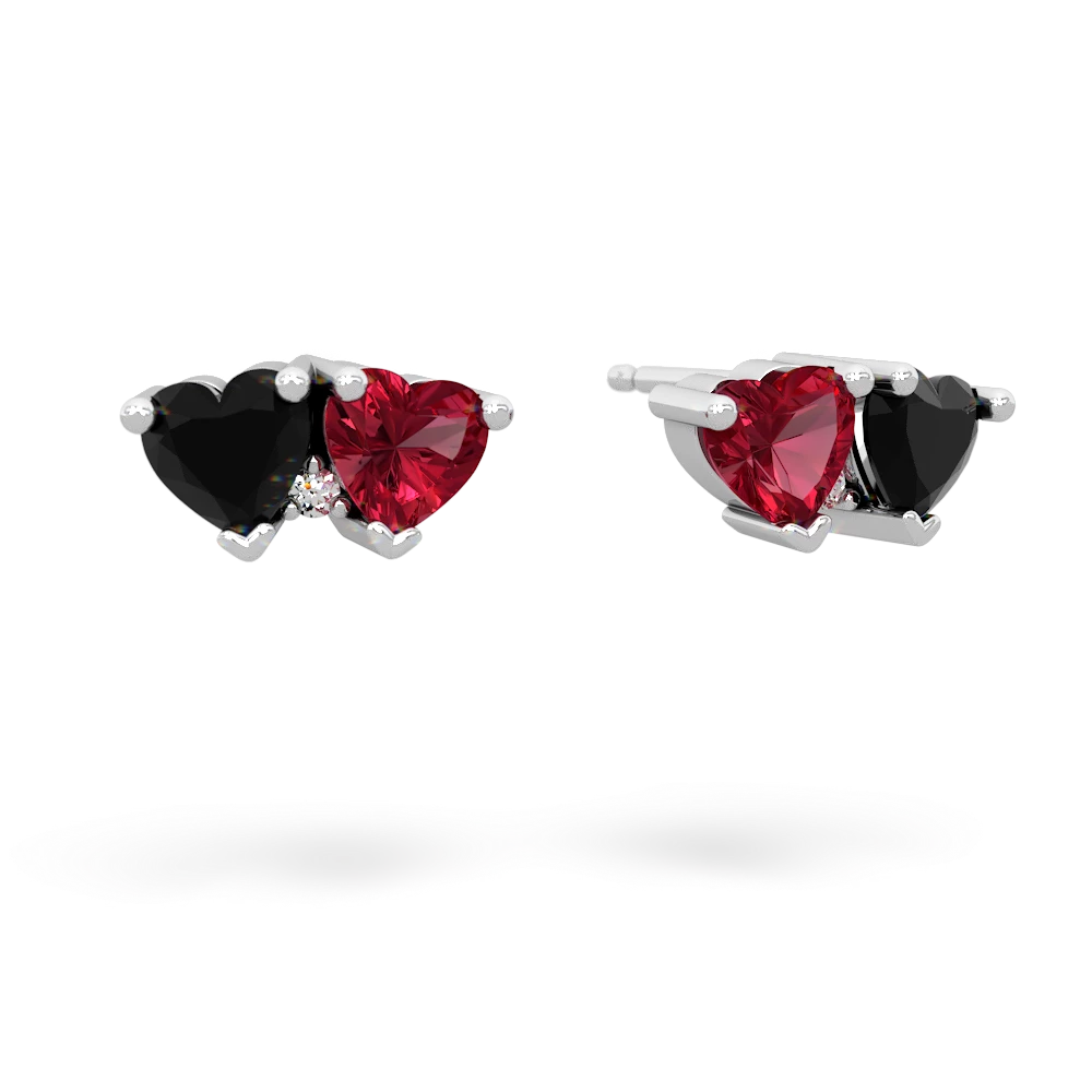 Onyx Sweethearts 14K White Gold earrings E5260