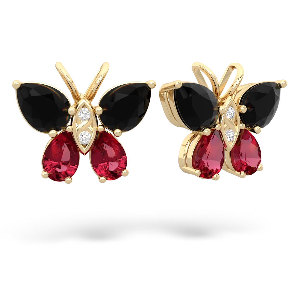 Onyx Butterfly 14K Yellow Gold earrings E2215