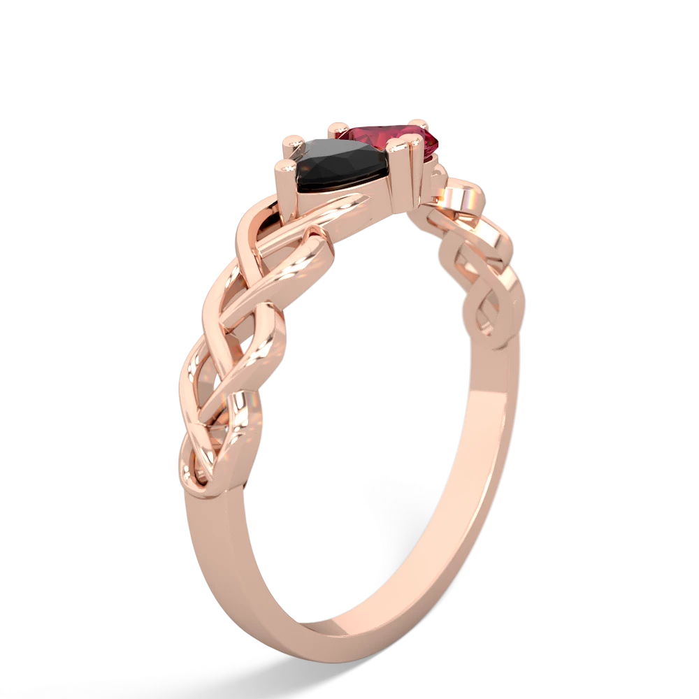 Onyx Heart To Heart Braid 14K Rose Gold ring R5870