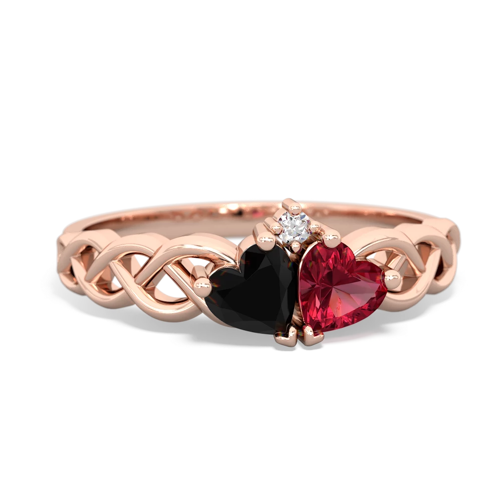 Onyx Heart To Heart Braid 14K Rose Gold ring R5870