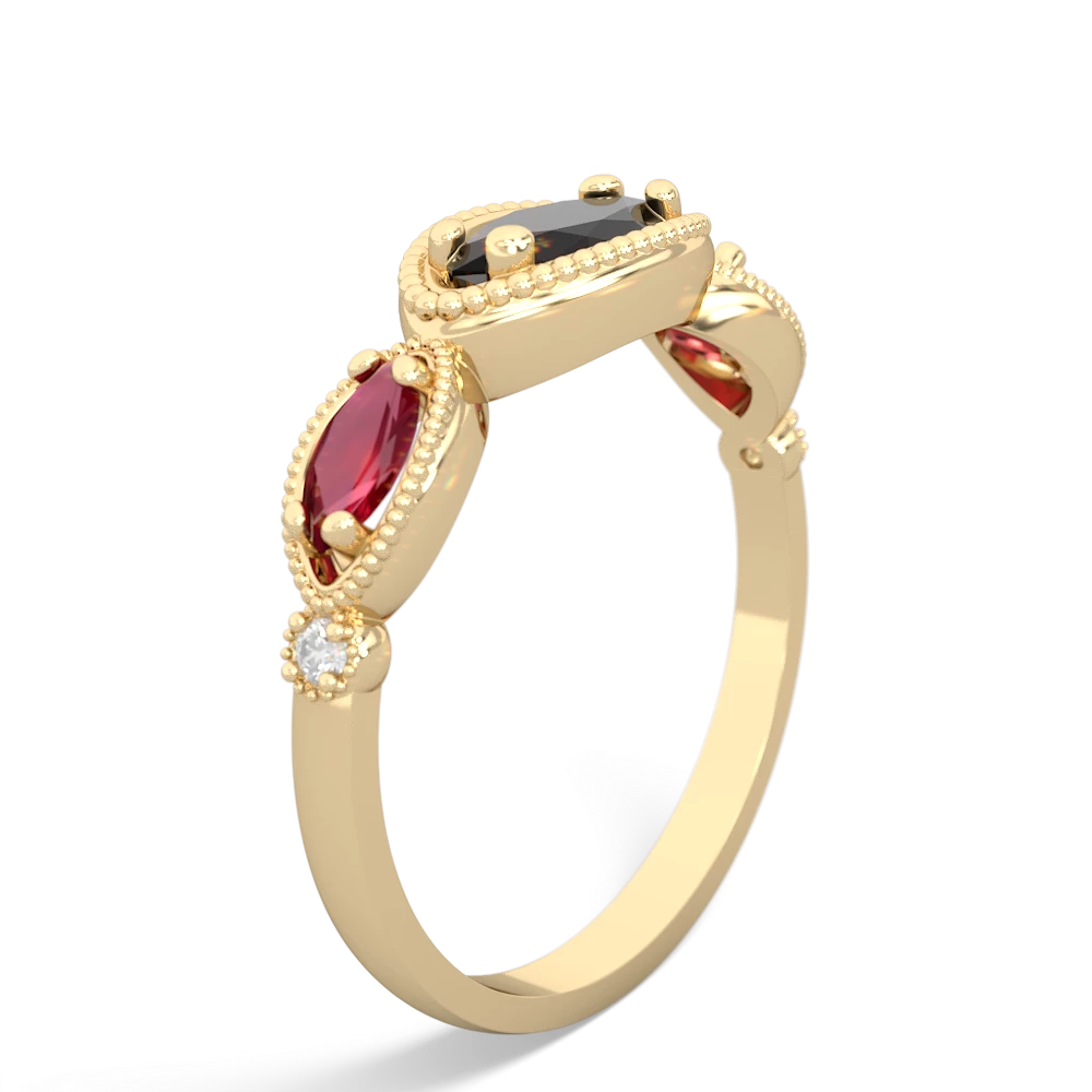 Onyx Milgrain Marquise 14K Yellow Gold ring R5700