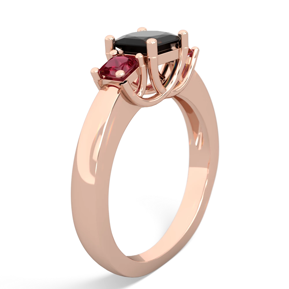 Onyx Three Stone Trellis 14K Rose Gold ring R4015