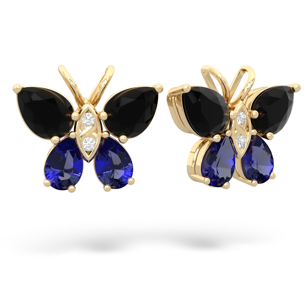 Onyx Butterfly 14K Yellow Gold earrings E2215