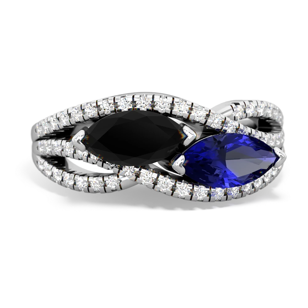 Onyx Diamond Rivers 14K White Gold ring R3070