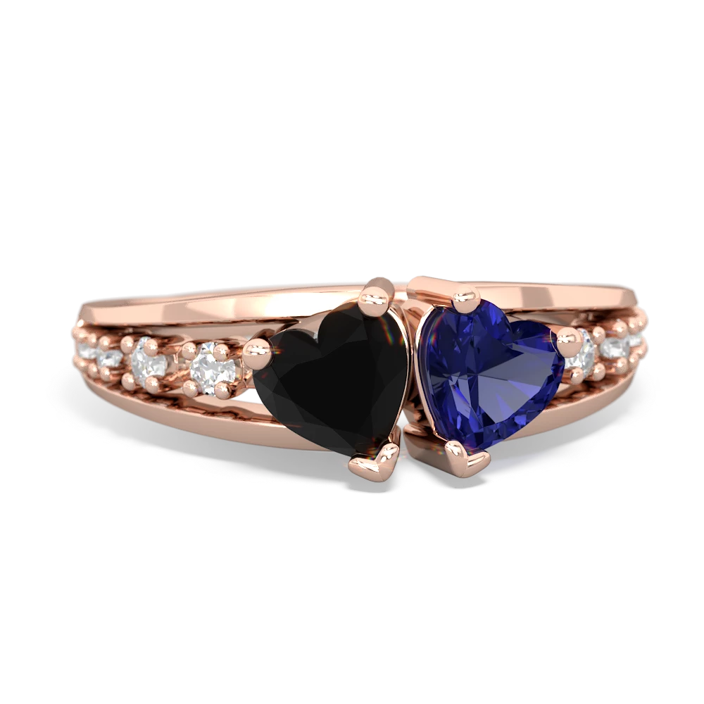 Onyx Heart To Heart 14K Rose Gold ring R3342