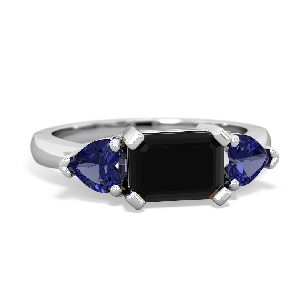 Onyx Three Stone 14K White Gold ring R5235