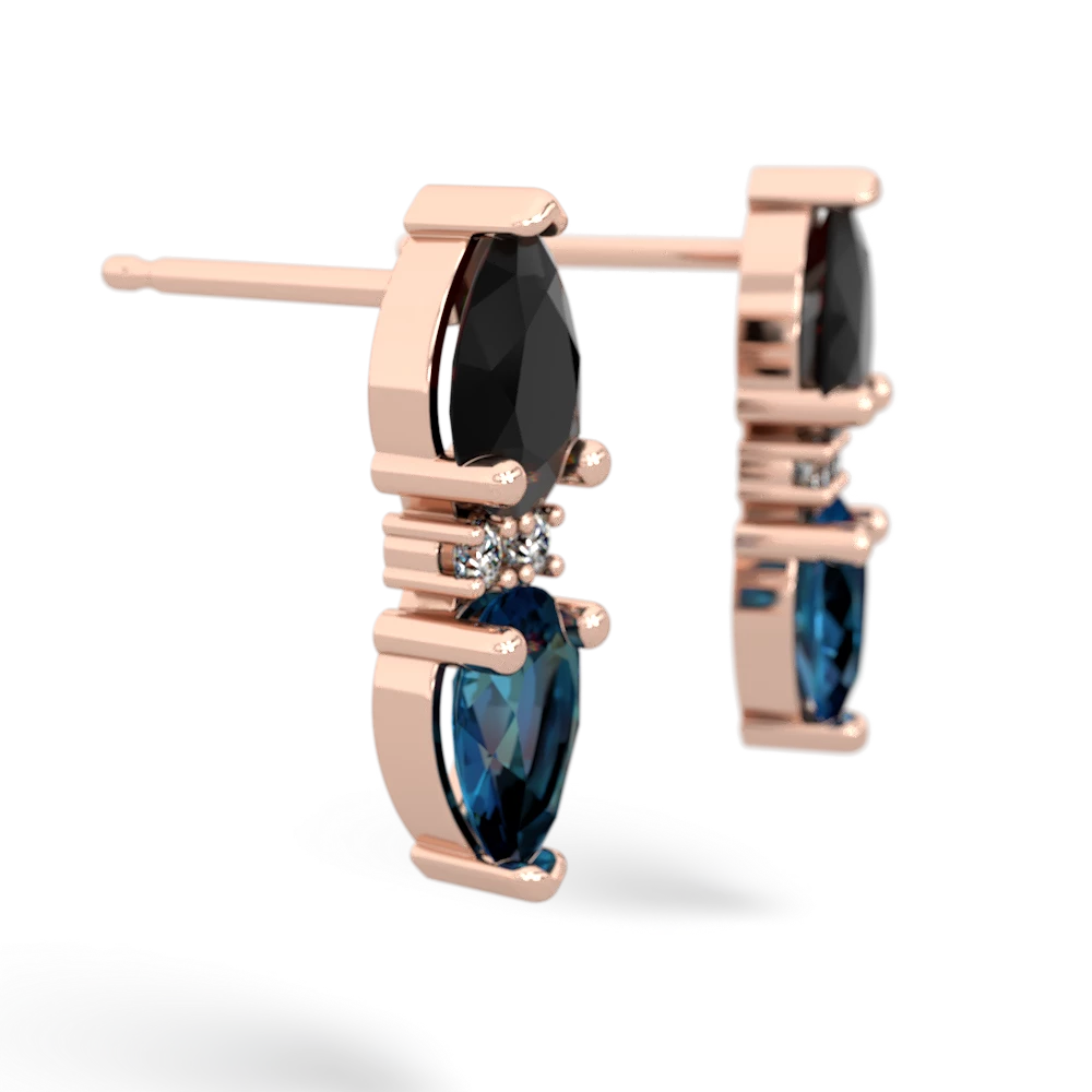 Onyx Bowtie Drop 14K Rose Gold earrings E0865