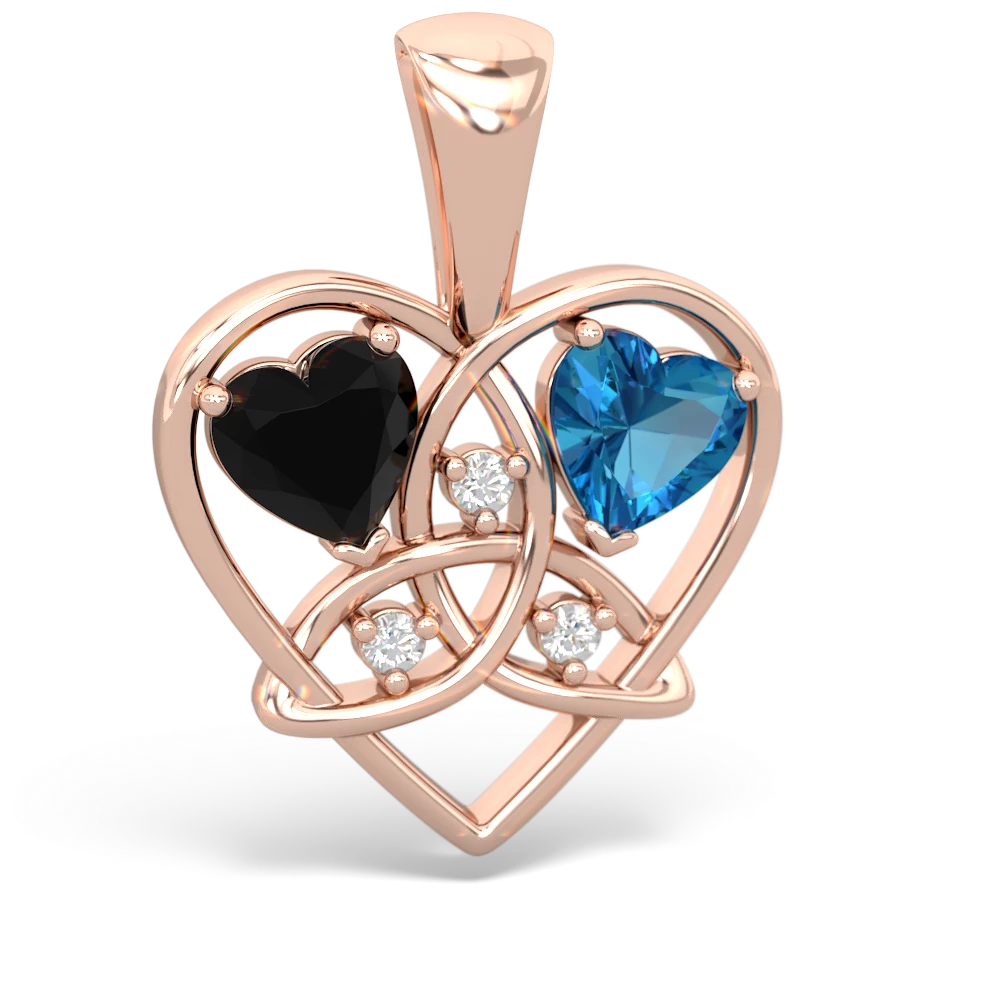 Onyx Celtic Trinity Heart 14K Rose Gold pendant P5331