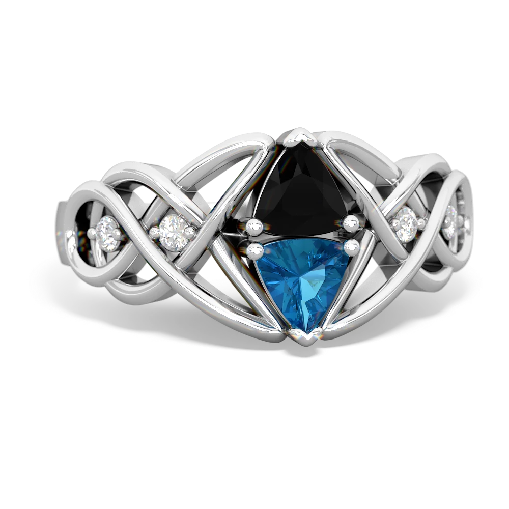 Onyx Keepsake Celtic Knot 14K White Gold ring R5300