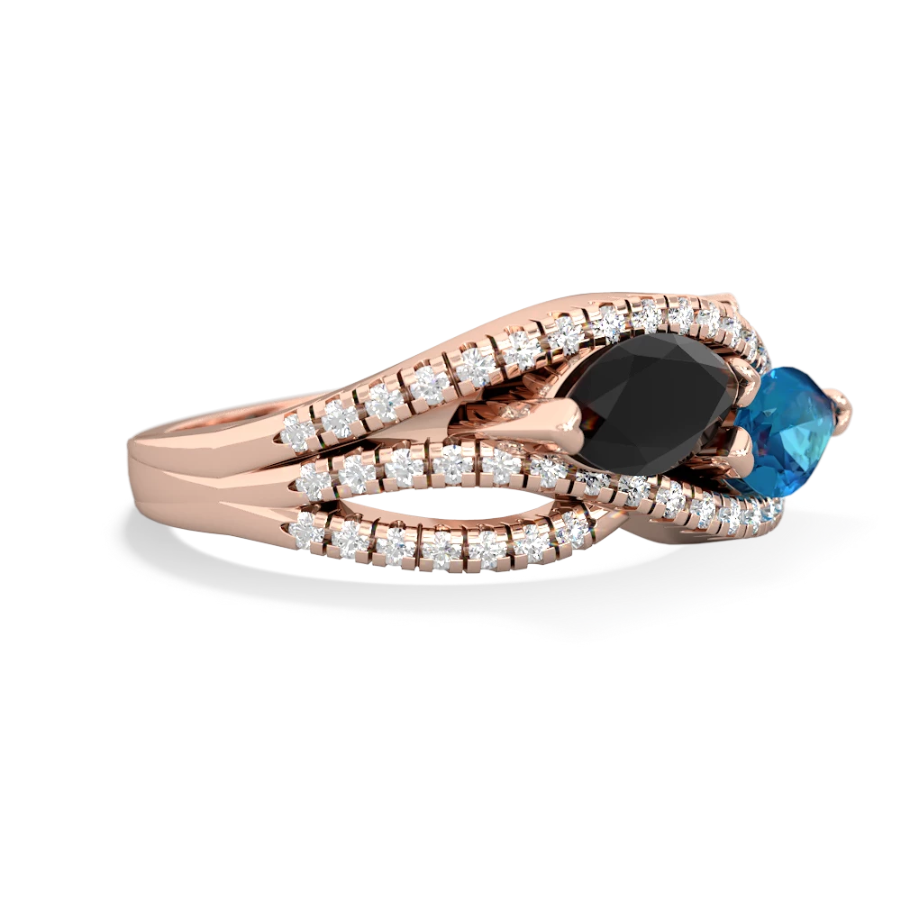 Onyx Diamond Rivers 14K Rose Gold ring R3070