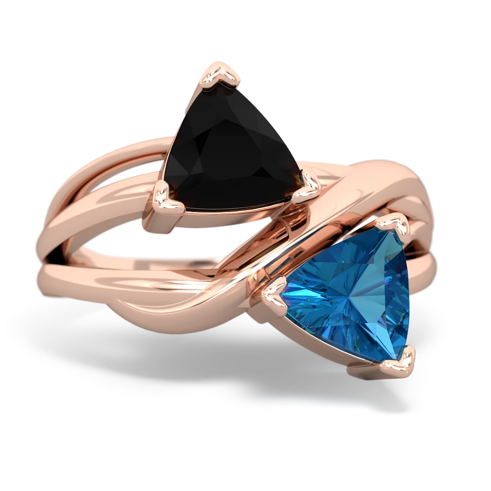 Onyx Split Band Swirl 14K Rose Gold ring R2341