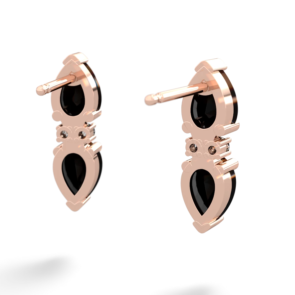 Onyx Bowtie Drop 14K Rose Gold earrings E0865