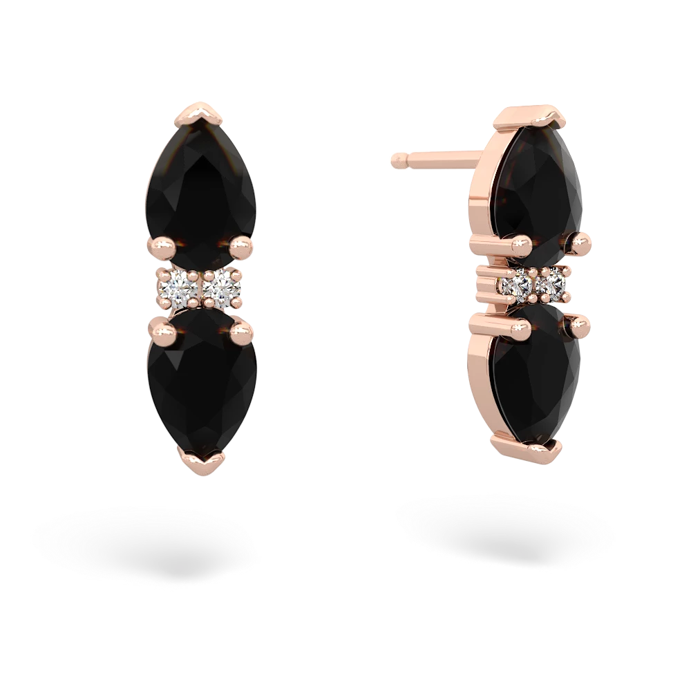 Onyx Bowtie Drop 14K Rose Gold earrings E0865