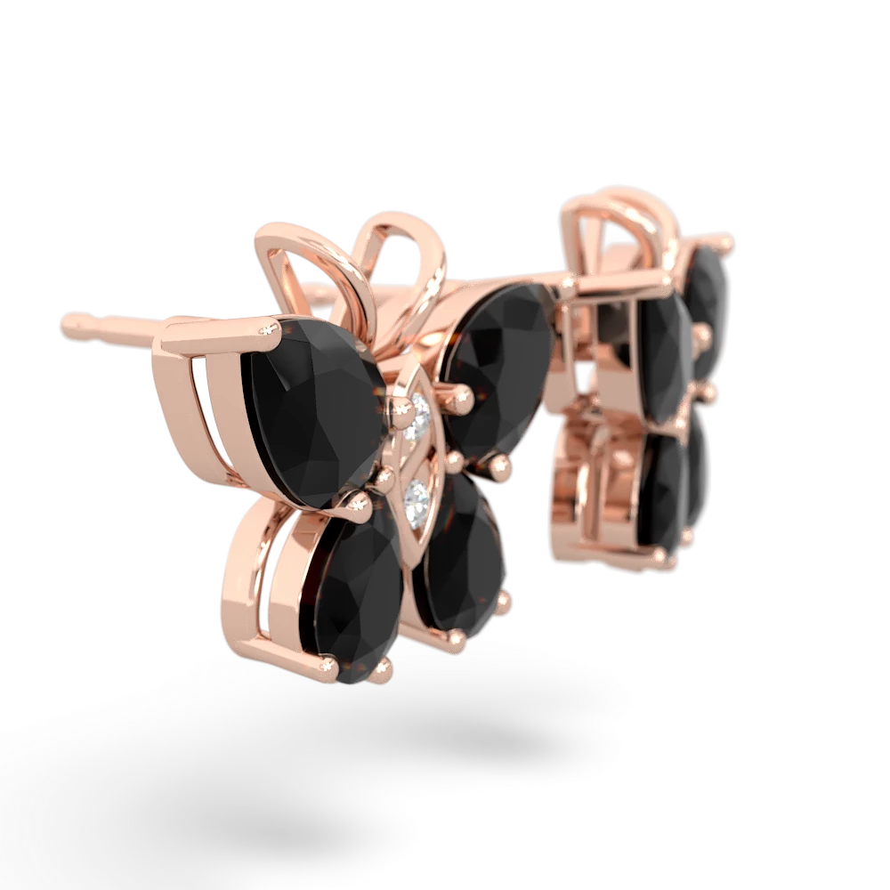 Onyx Butterfly 14K Rose Gold earrings E2215