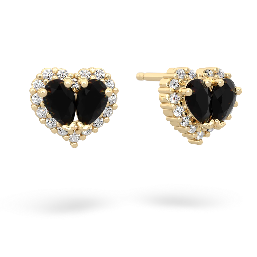 Onyx Halo 14K Yellow Gold earrings E7008