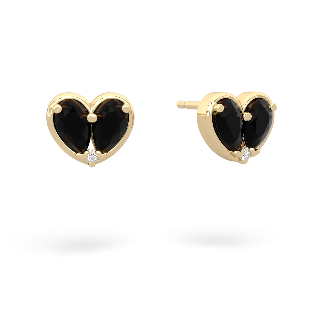 Onyx 'Our Heart' 14K Yellow Gold earrings E5072