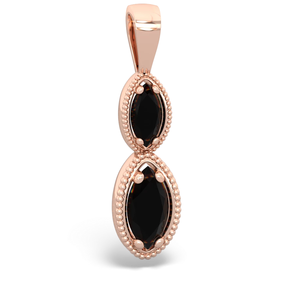 Onyx Antique-Style Halo 14K Rose Gold pendant P5700