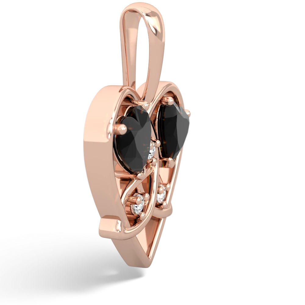 Onyx Celtic Trinity Heart 14K Rose Gold pendant P5331