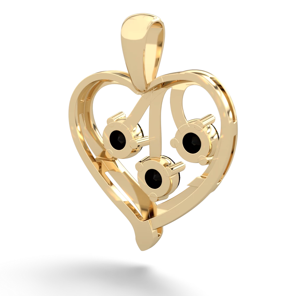 Onyx Glowing Heart 14K Yellow Gold pendant P2233