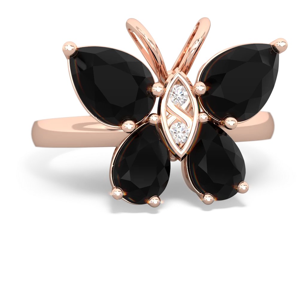 Onyx Butterfly 14K Rose Gold ring R2215