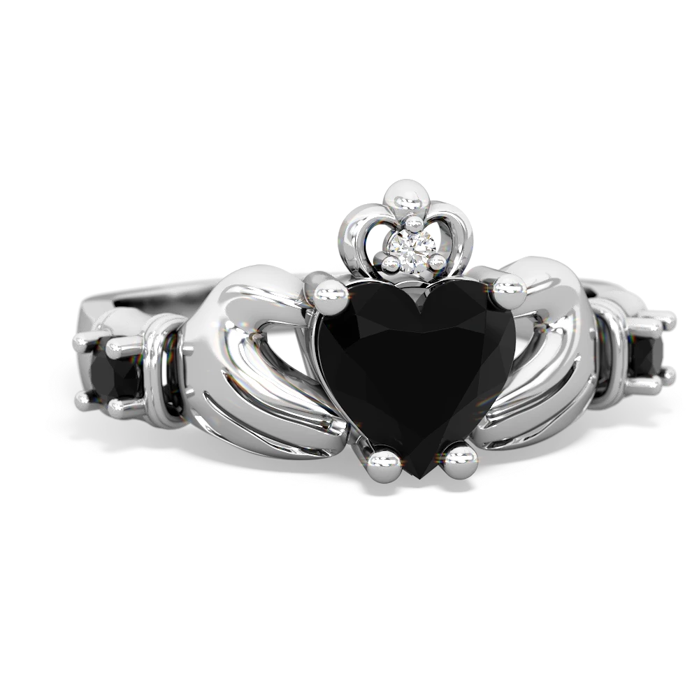 Lab Pink Sapphire Claddagh Keepsake 14K White Gold ring R5245