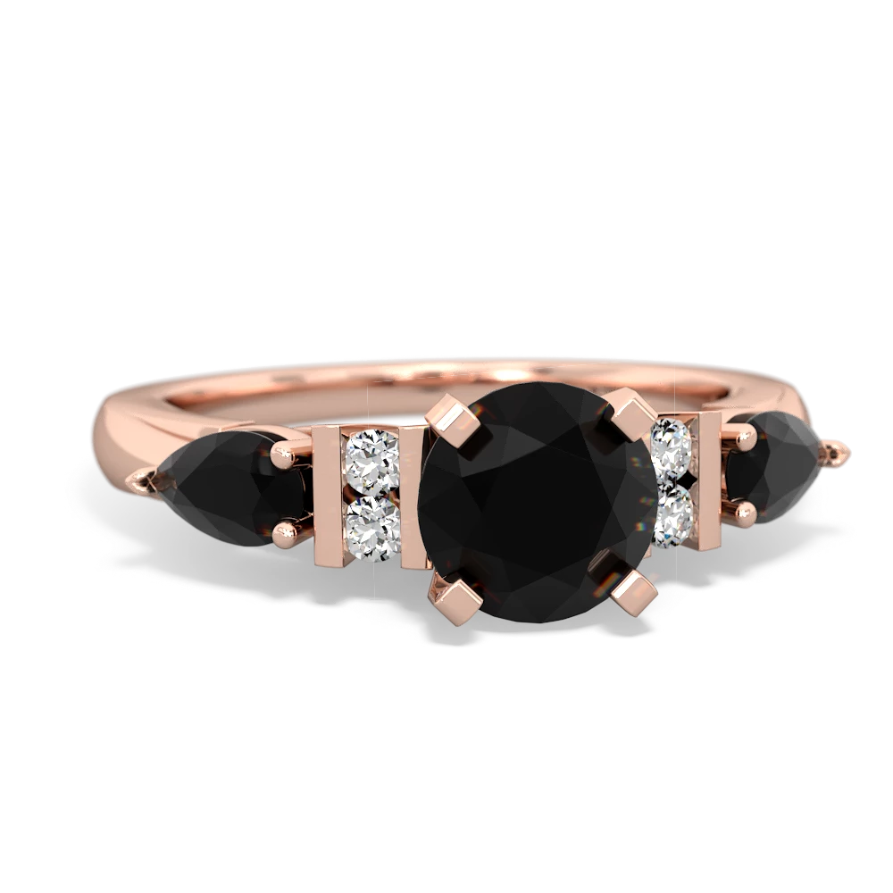 Onyx 6Mm Round Eternal Embrace Engagement 14K Rose Gold ring R2005