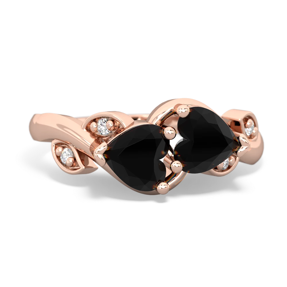 Onyx Floral Elegance 14K Rose Gold ring R5790