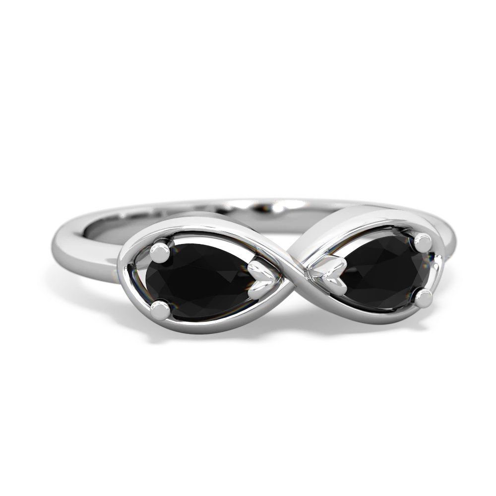 Onyx Infinity 14K White Gold ring R5050