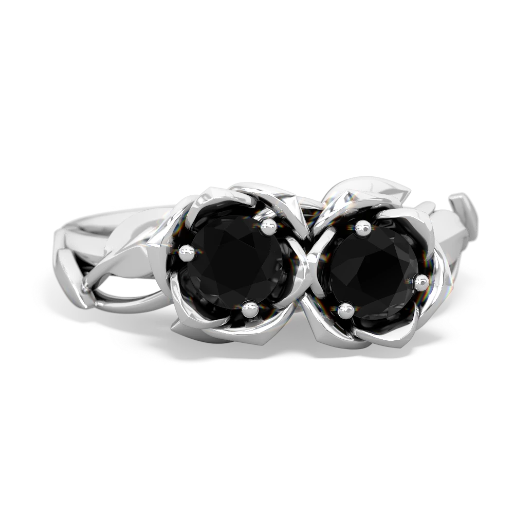 Onyx Rose Garden 14K White Gold ring R5510