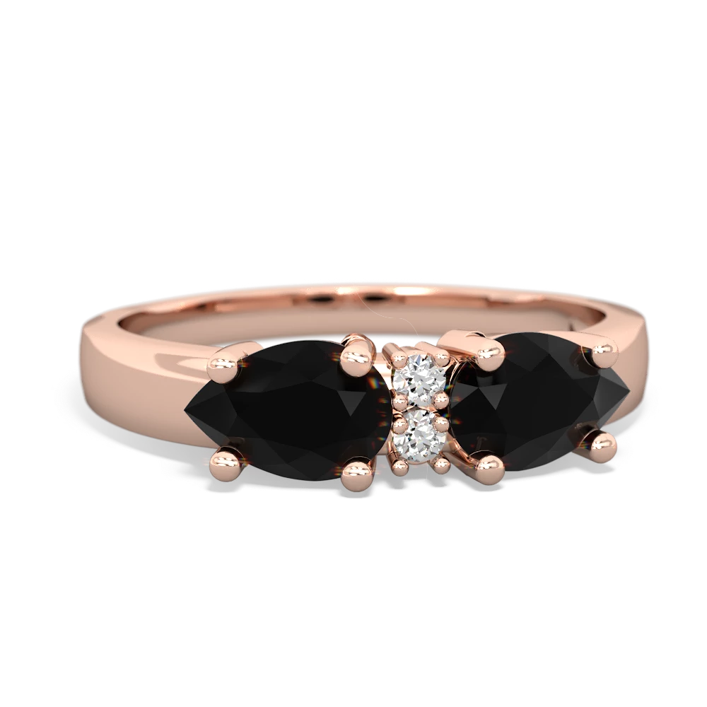 Onyx Pear Bowtie 14K Rose Gold ring R0865