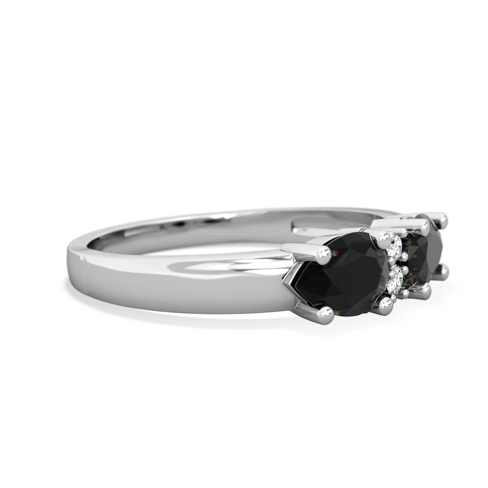 Onyx Pear Bowtie 14K White Gold ring R0865