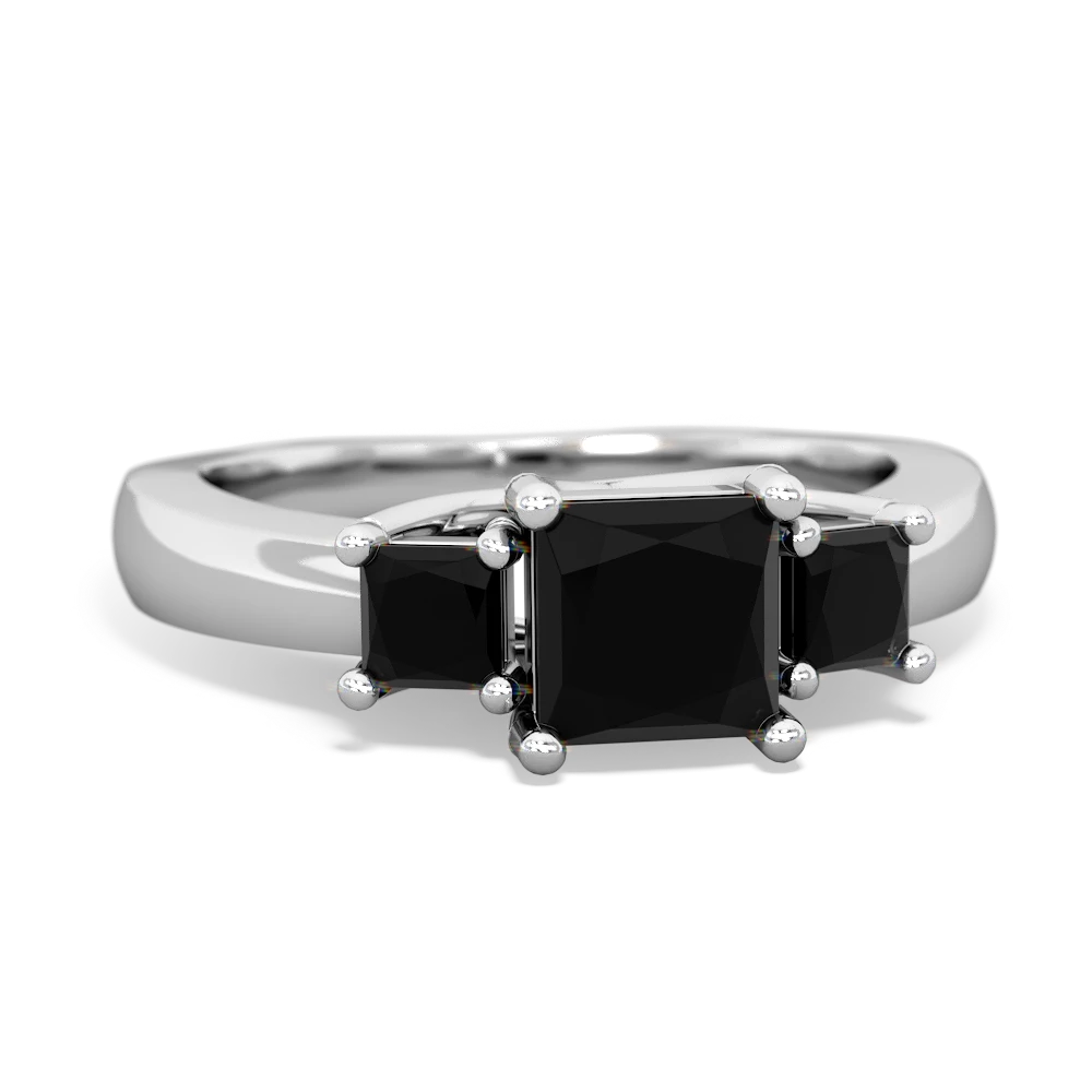 Onyx Three Stone Trellis 14K White Gold ring R4015