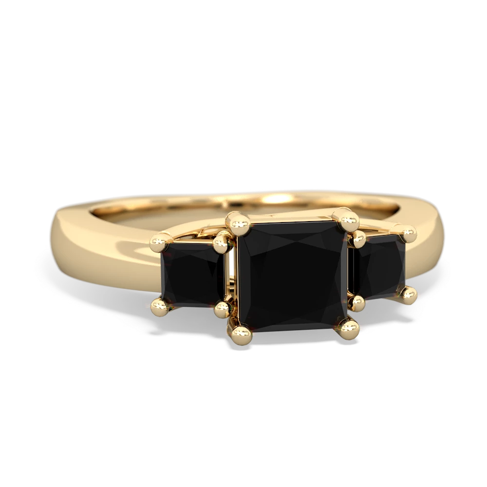 Smoky Quartz Three Stone Trellis 14K Yellow Gold ring R4015