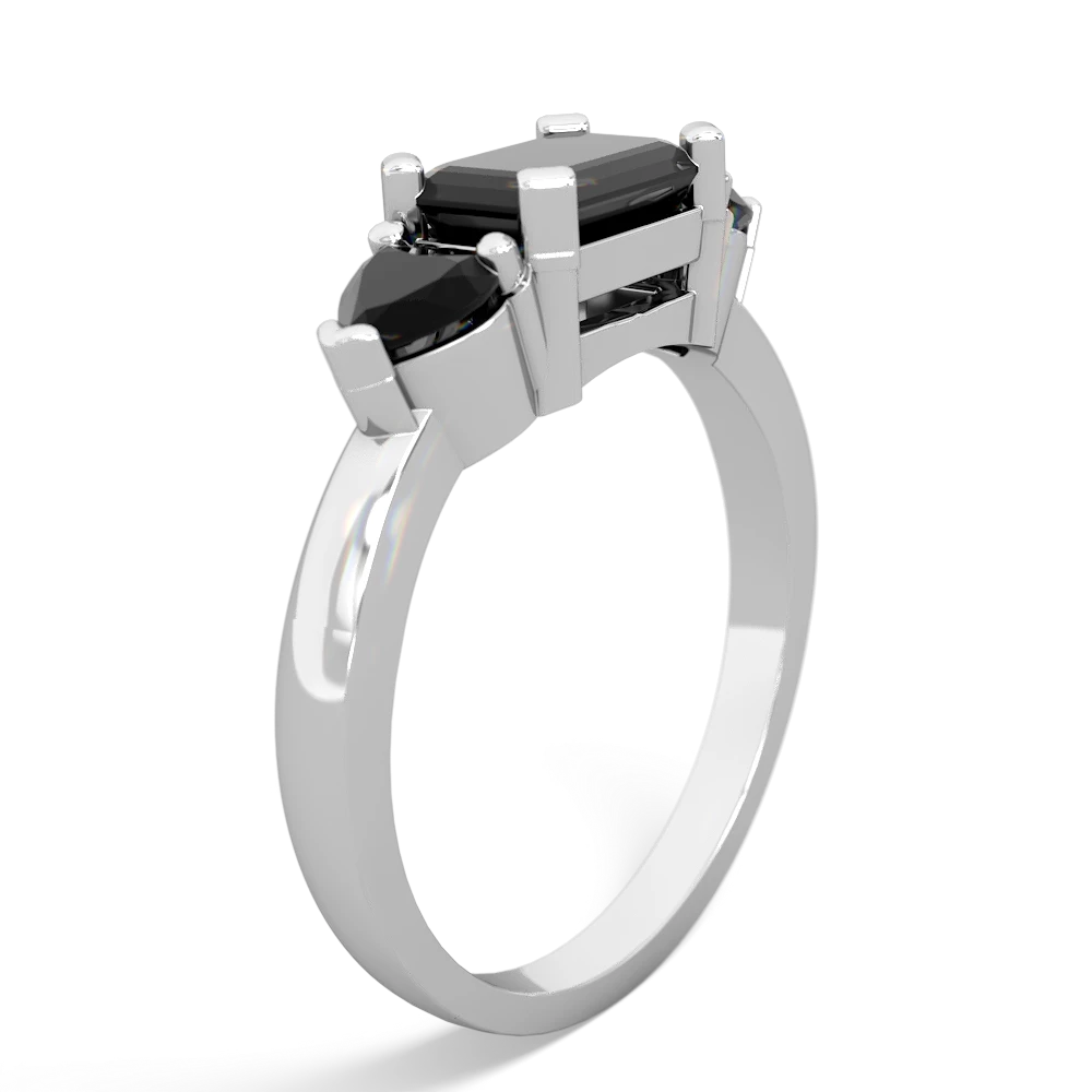 Onyx Three Stone 14K White Gold ring R5235