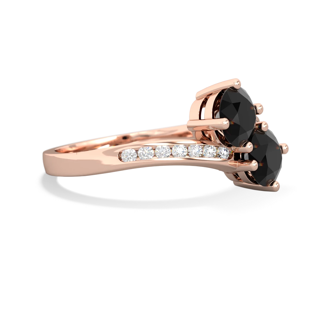 Onyx Channel Set Two Stone 14K Rose Gold ring R5303