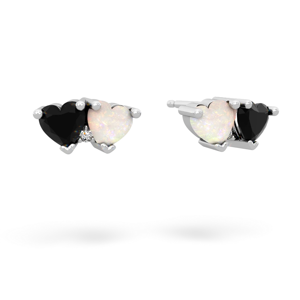 Onyx Sweethearts 14K White Gold earrings E5260