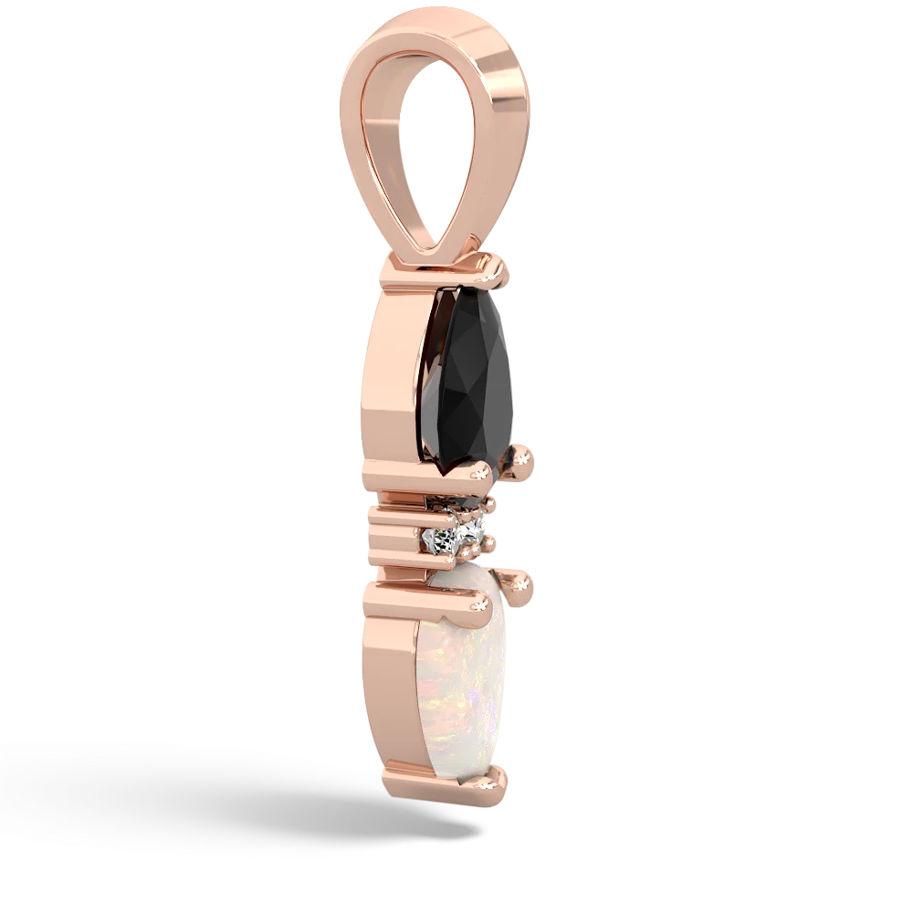 Onyx Bowtie Drop 14K Rose Gold pendant P0865