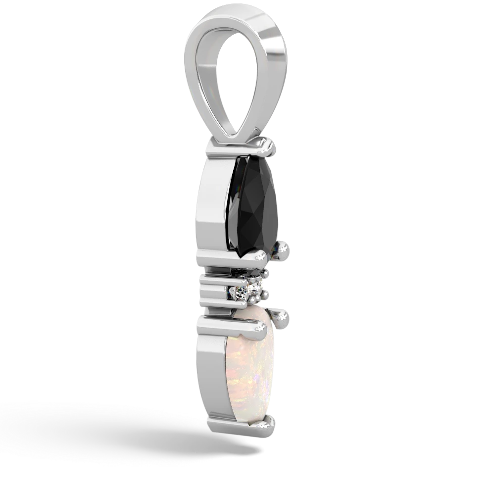 Onyx Bowtie Drop 14K White Gold pendant P0865