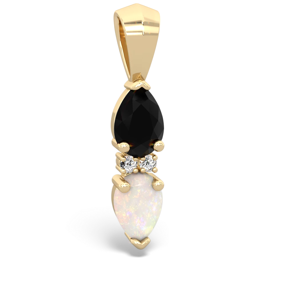 Onyx Bowtie Drop 14K Yellow Gold pendant P0865