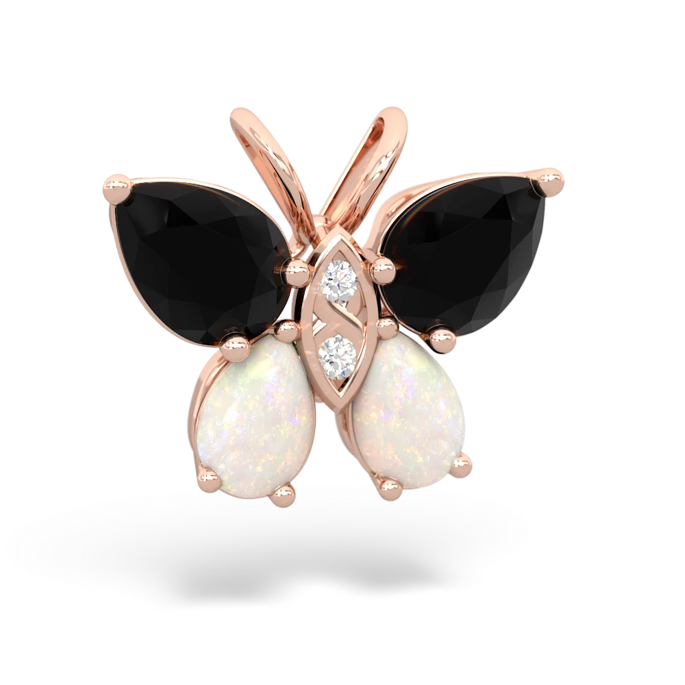 Onyx Butterfly 14K Rose Gold pendant P2215