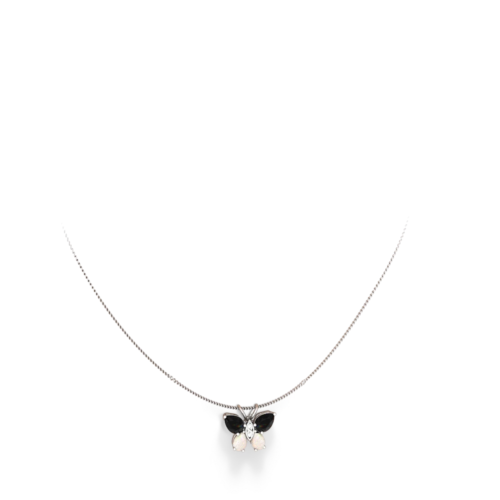 Onyx Butterfly 14K White Gold pendant P2215