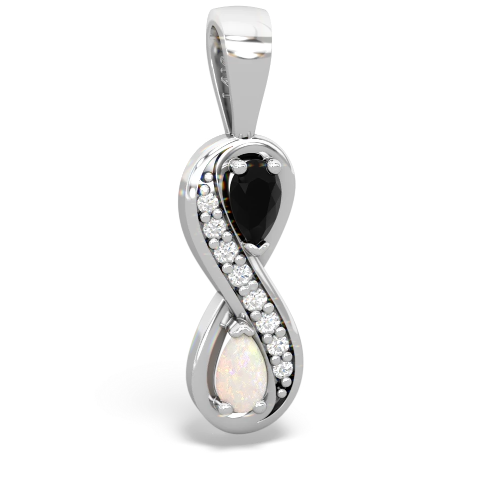 Onyx Diamond Infinity 14K White Gold pendant P5390