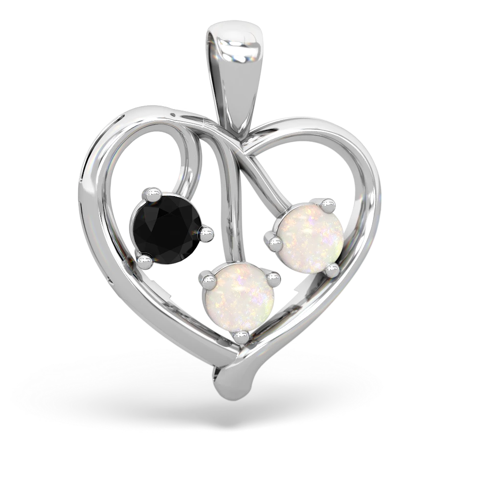 Onyx Glowing Heart 14K White Gold pendant P2233