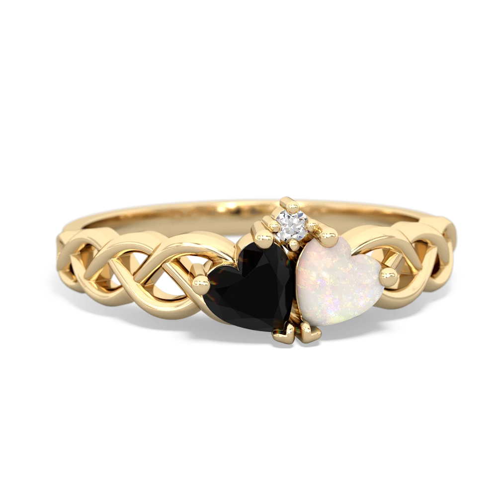 Onyx Heart To Heart Braid 14K Yellow Gold ring R5870