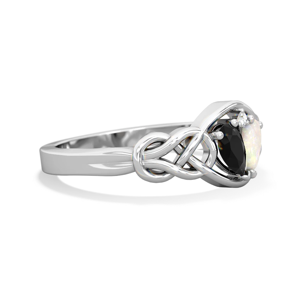 Onyx Celtic Love Knot 14K White Gold ring R5420