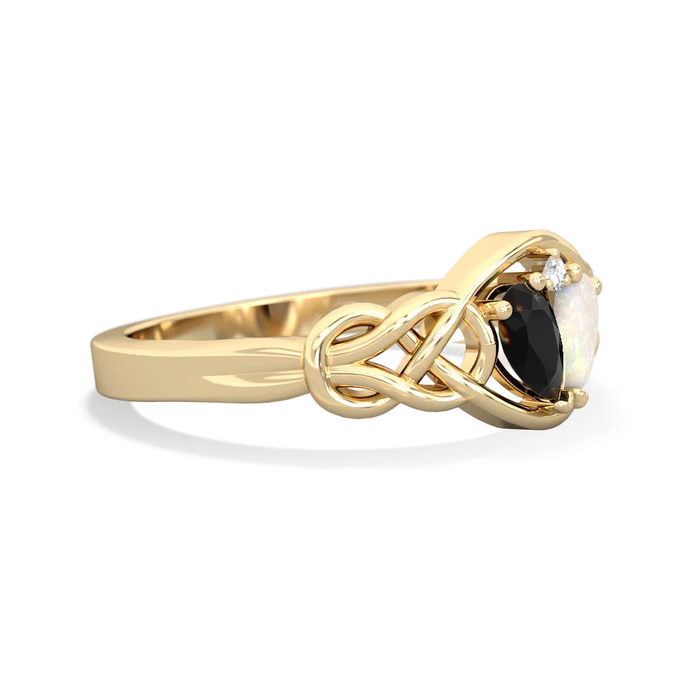 Onyx Celtic Love Knot 14K Yellow Gold ring R5420