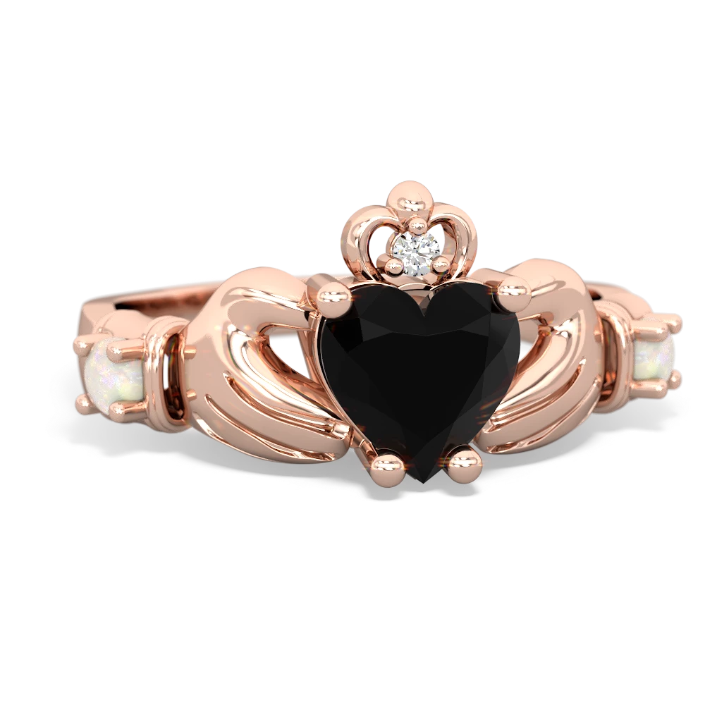 Onyx Claddagh Keepsake 14K Rose Gold ring R5245