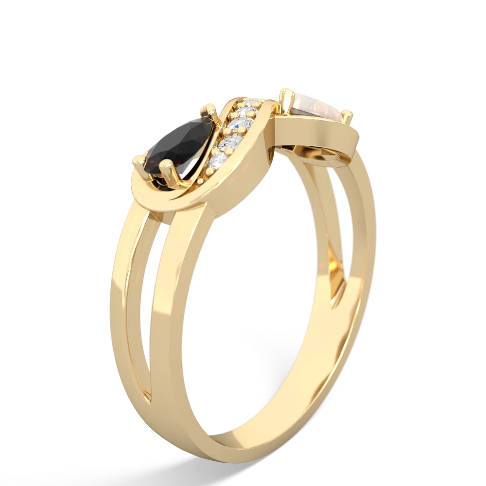 Onyx Diamond Infinity 14K Yellow Gold ring R5390