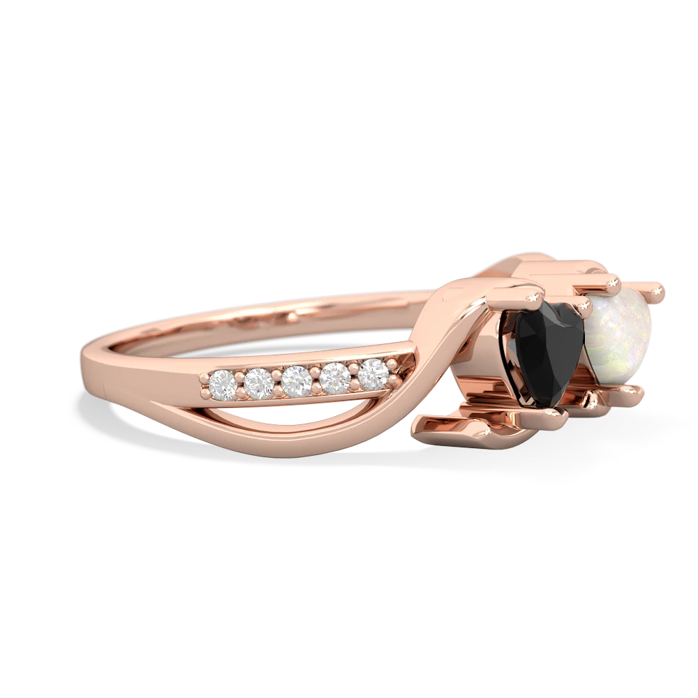 Onyx Side By Side 14K Rose Gold ring R3090