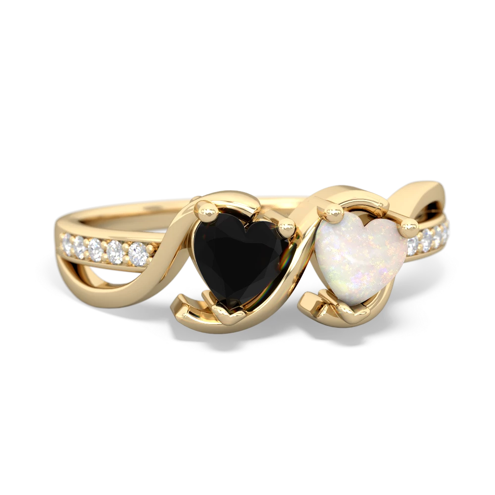 Onyx Side By Side 14K Yellow Gold ring R3090